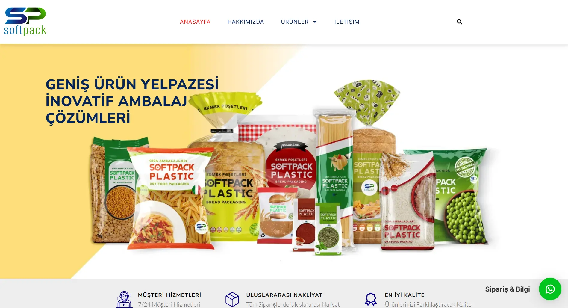 Softpack ambalaj web sitesi tasarımı