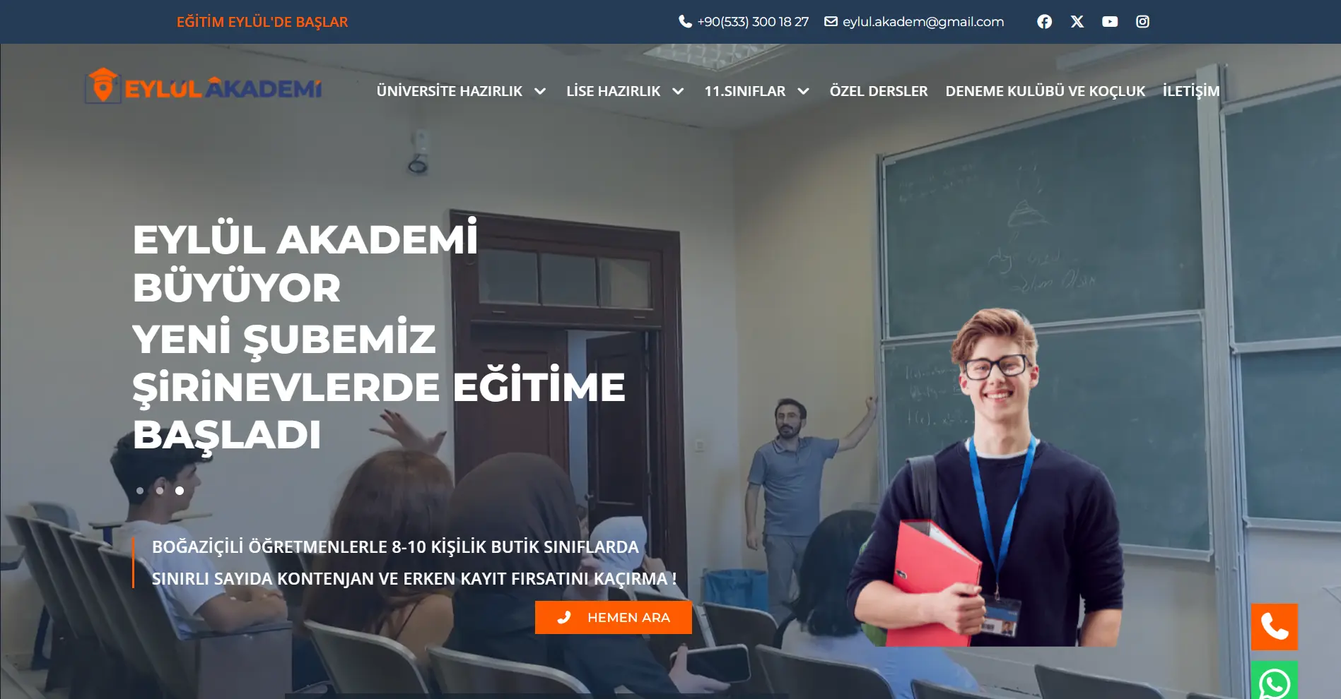 Eylül Akademi web sitesi tasarımı