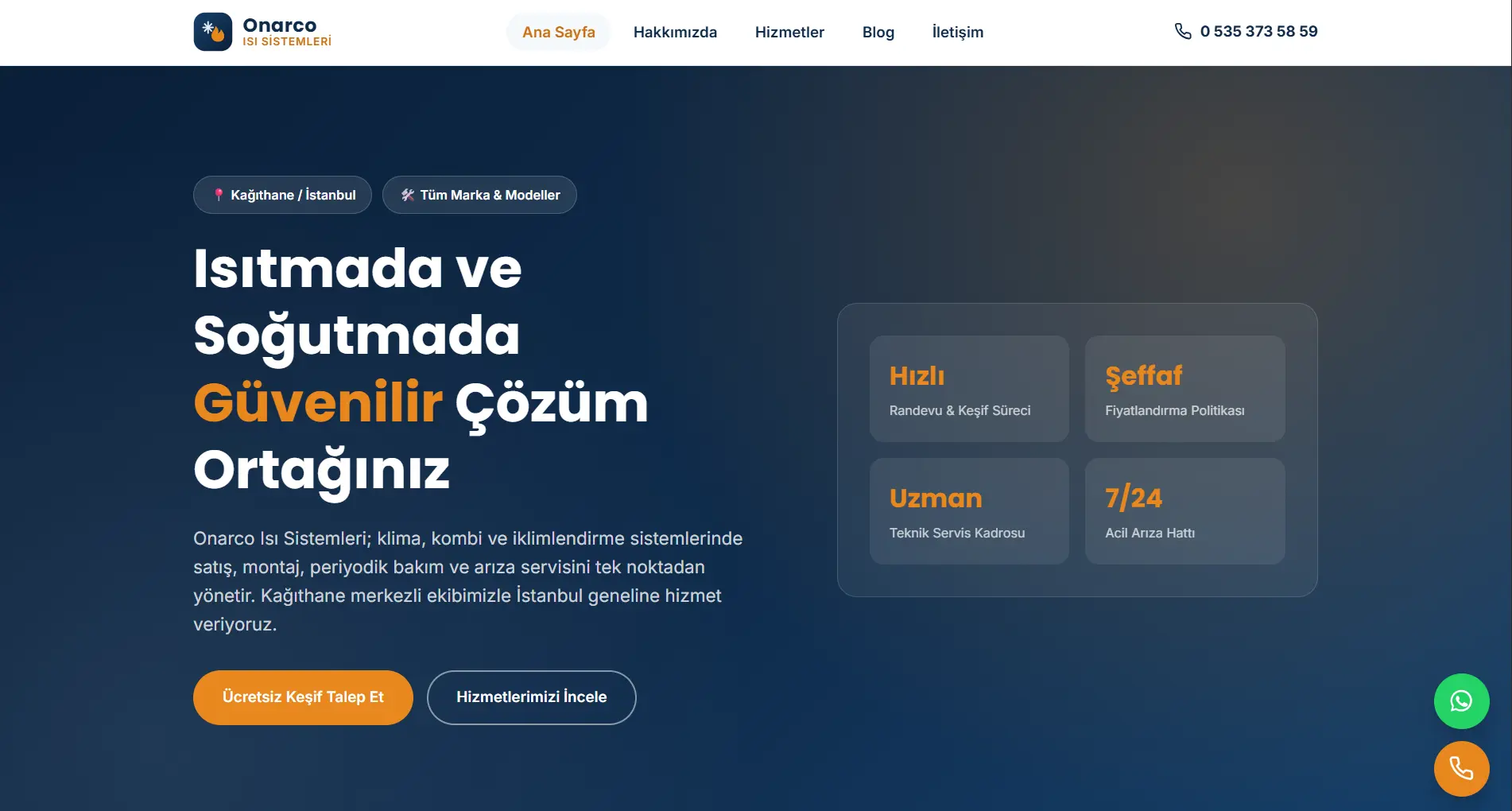 Onarco Isı Sistemleri web sitesi tasarımı